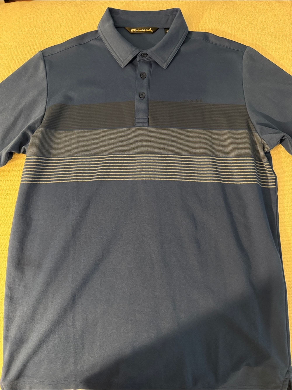 NWOT TravisMathew Navy Striped Performance Polo